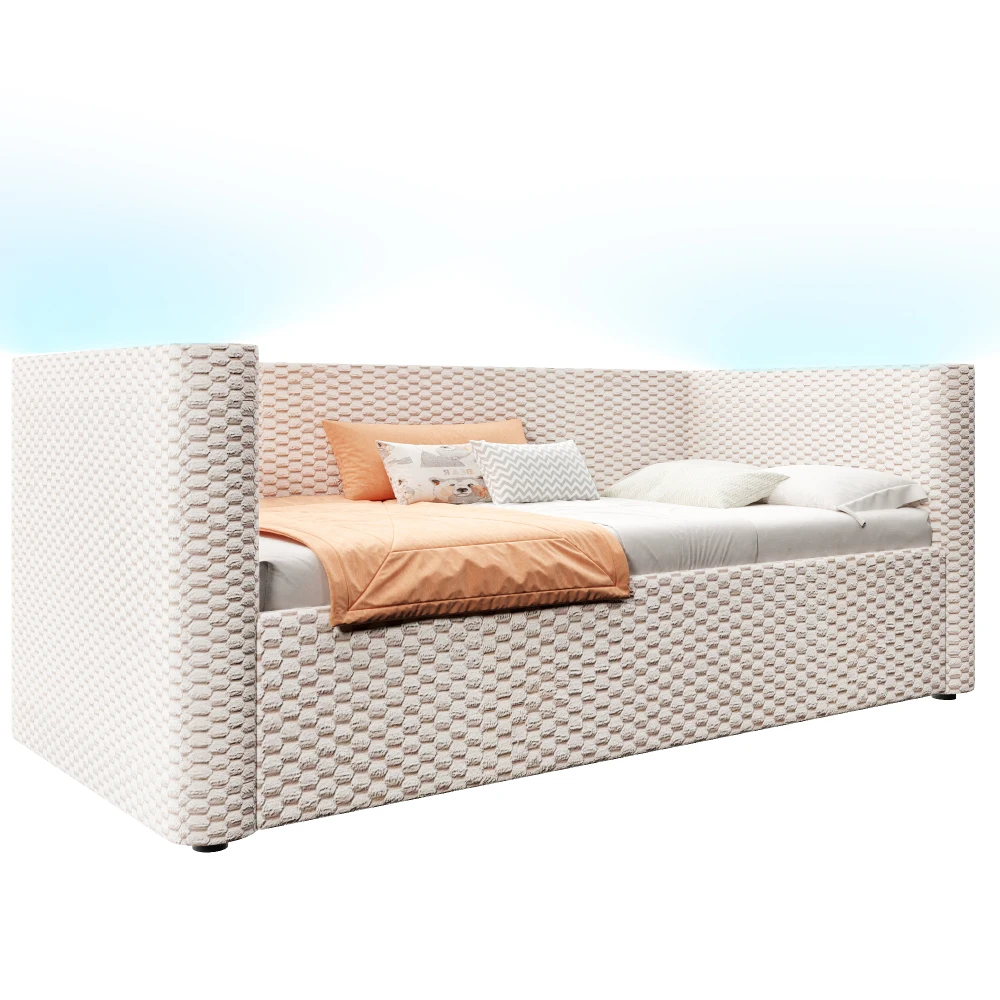 90 x 200 cm großes Samt-Tagesbett mit LED-Beleuchtung, modernes Schlafzimmer-Schlafsofa mit hydraulischem Aufbewahrungsmechanismus, Gitter, ohne Matratze – Detail 9