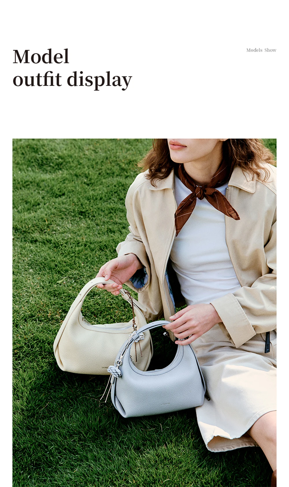 Half moon leather tote, front panel