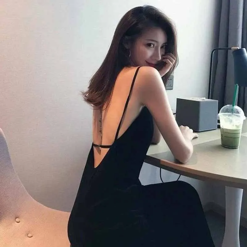 

Summert Dress Nigh Women V-Neck Bodycon Long Dresses Backless Black Sexy Club Spaghetti Strap Party Dress Party Femme Beach