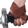 Leather Weightlifting Wrist Strap with Neoprene Cushioned Wrist Padded for Deadlifts Powerlifting Bodybuilding Strength Training 4