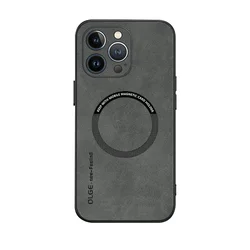 Luxury Magnetic Leather Case with Wireless Charging & Shockproof Protection for iPhone Air (Grey)
