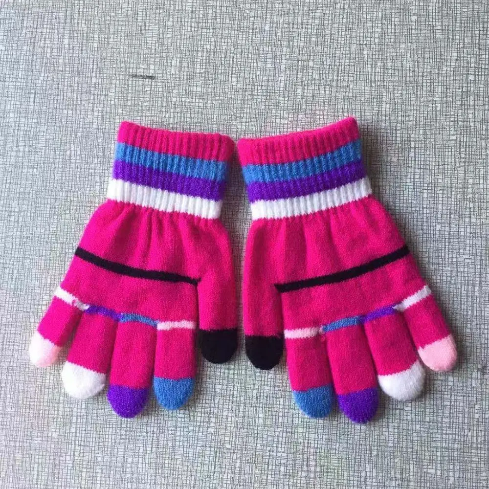 Knitted Fingerless Kids Gloves Thick Mittens for Winter