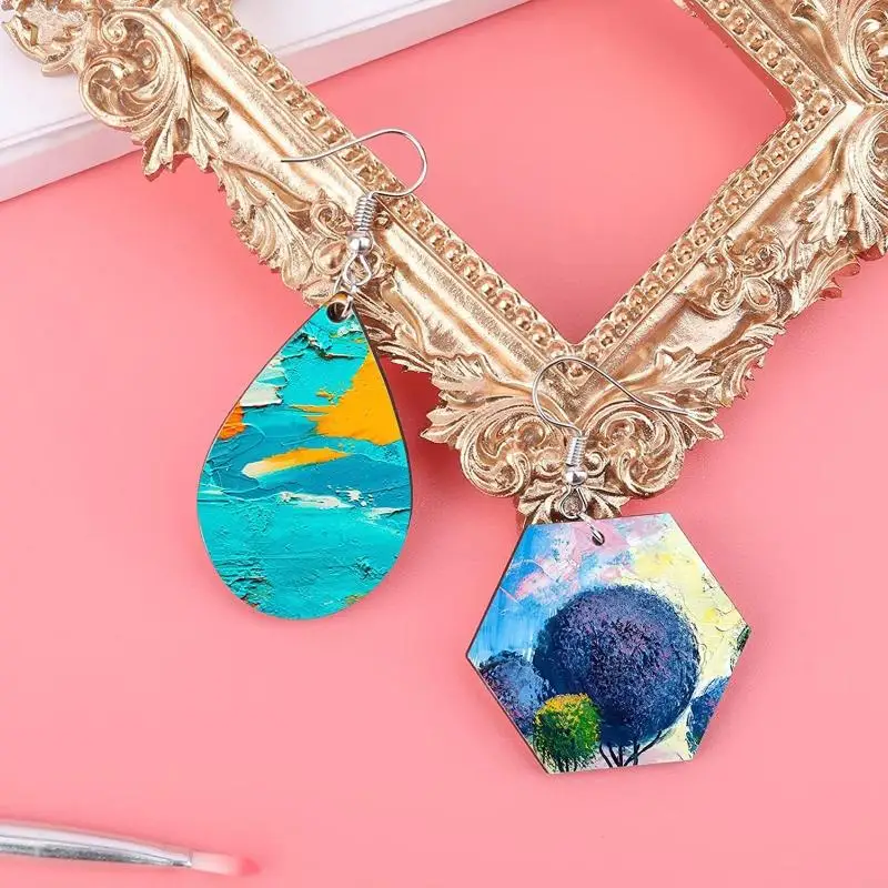 N5KA 60Pcs Sublimation Blank Earrings Unfinished Teardrop Heat Transfer Earring Pendant with Earring Hook Jump Ring DIY Craft 5