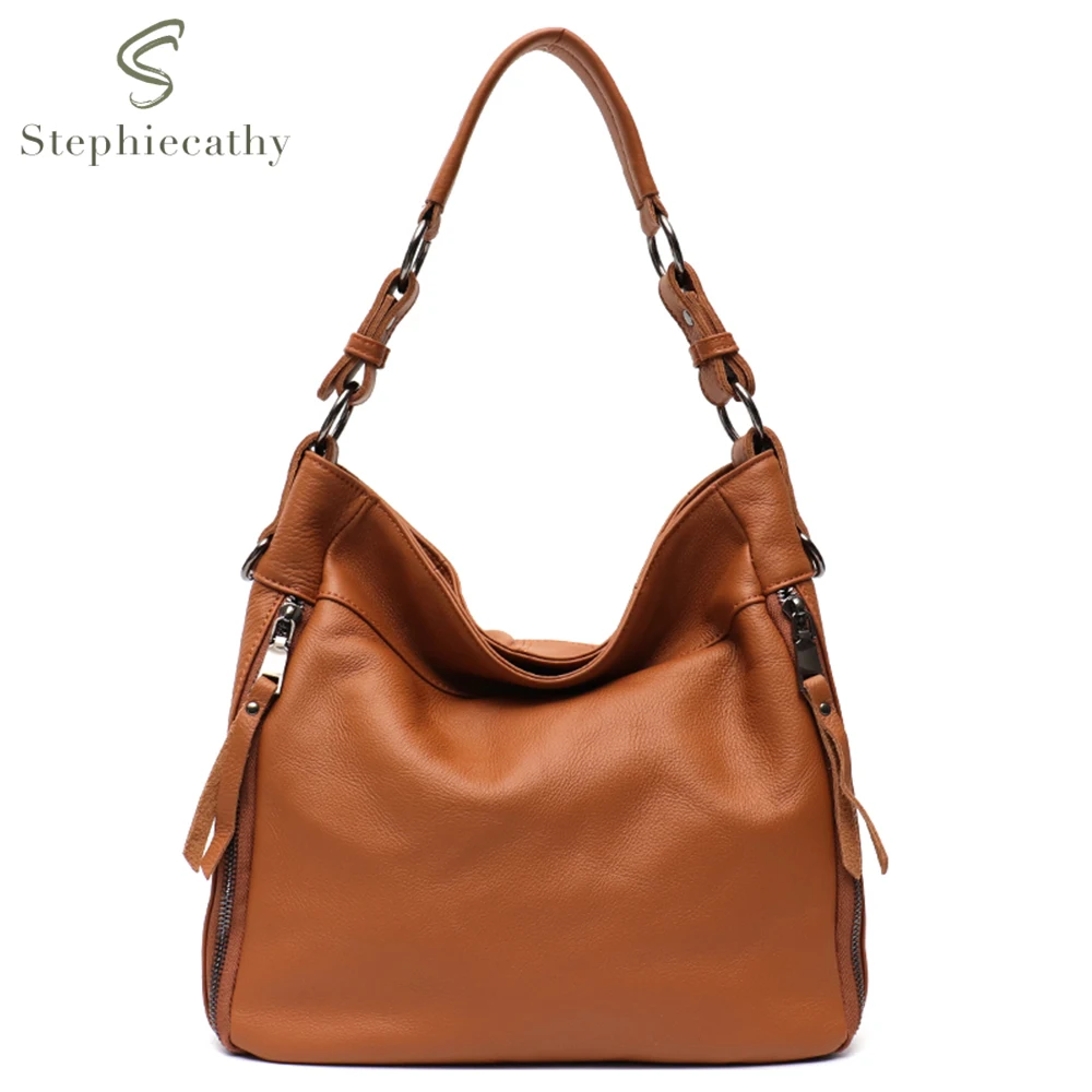 Benthill Bolso Piel Mujer - Bolso De Piel De Vacuno Mujer - Bandolera De Piel Auténtica Con Cremallera - Bandolera Vintage, Color:Marrón