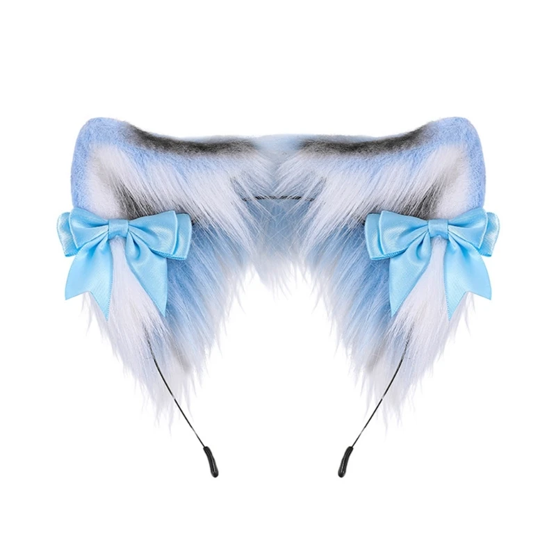 

Повязка на голову в форме кошачьих ушей в стиле панк с мини-бантом, декор, обруч для волос для взрослых, косплей, прямая убор