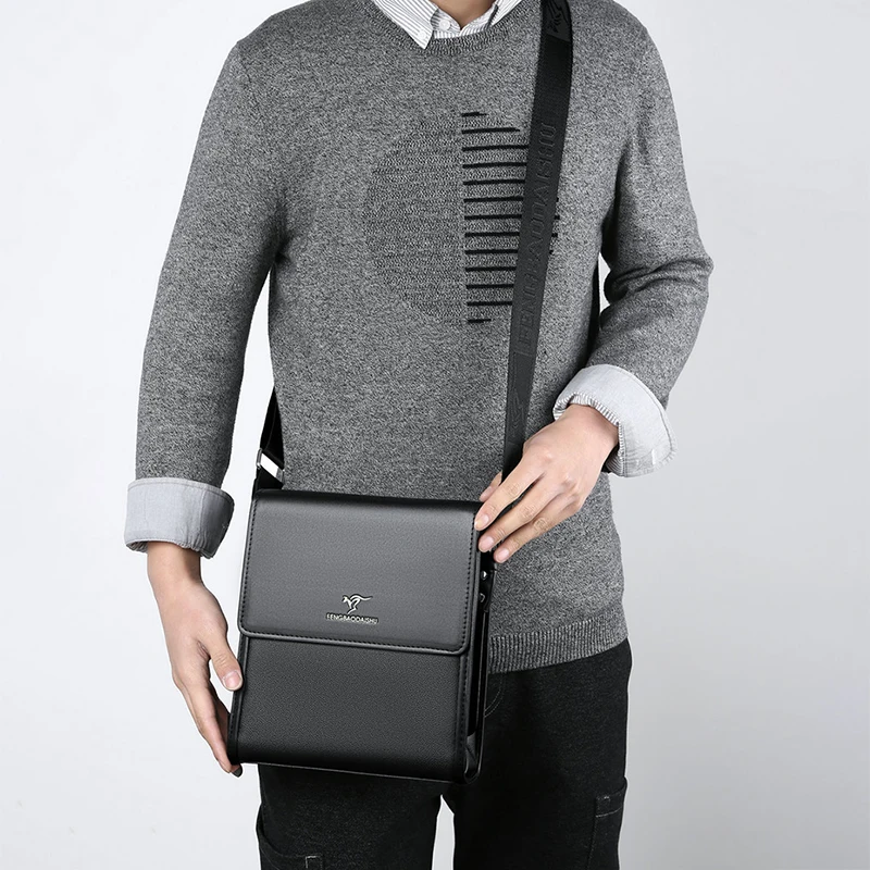 Shoulder Bag For Men PU Leather Porter Briefcase Cross Business Messenger Designer Luxury Crossbody Side Phone Bag Pouch Husband