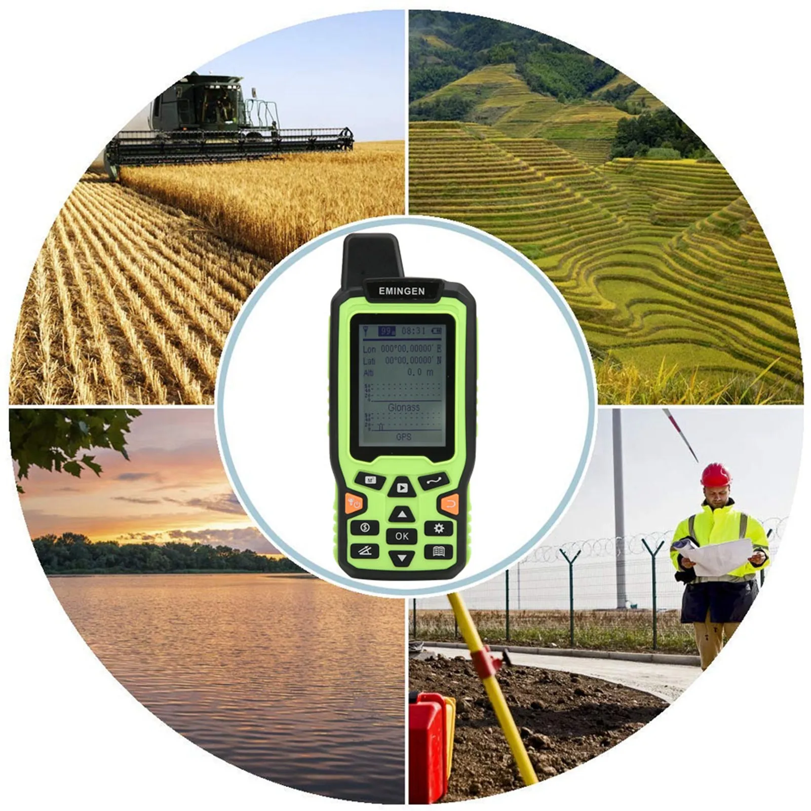 Handheld GPS Land Meter EM90 Mini Portable High Precision Handheld GPS Land Area Meter Land Survey Measuring Instrument US Plug 100‑240V
