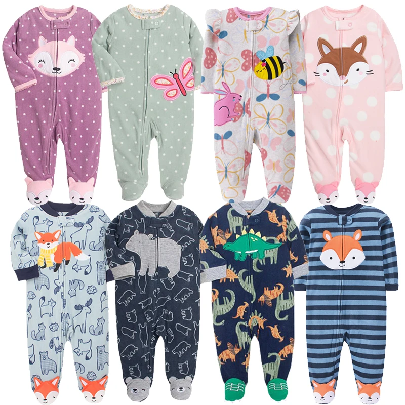 BabyPajamasZipperFleeceNewbornGirlsRomperWarmWinterUnderwear