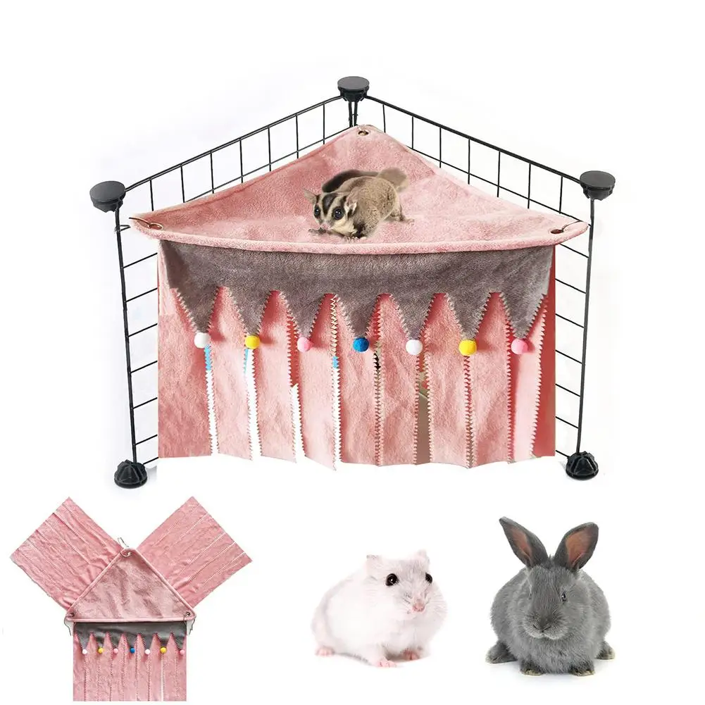 Tassel Strip Pet Tent Hideout Hideaway Guinea Pig Hamster Hedgehog Hammock Curtain Small Pets Hanging Bed 3-sided Corner Nests