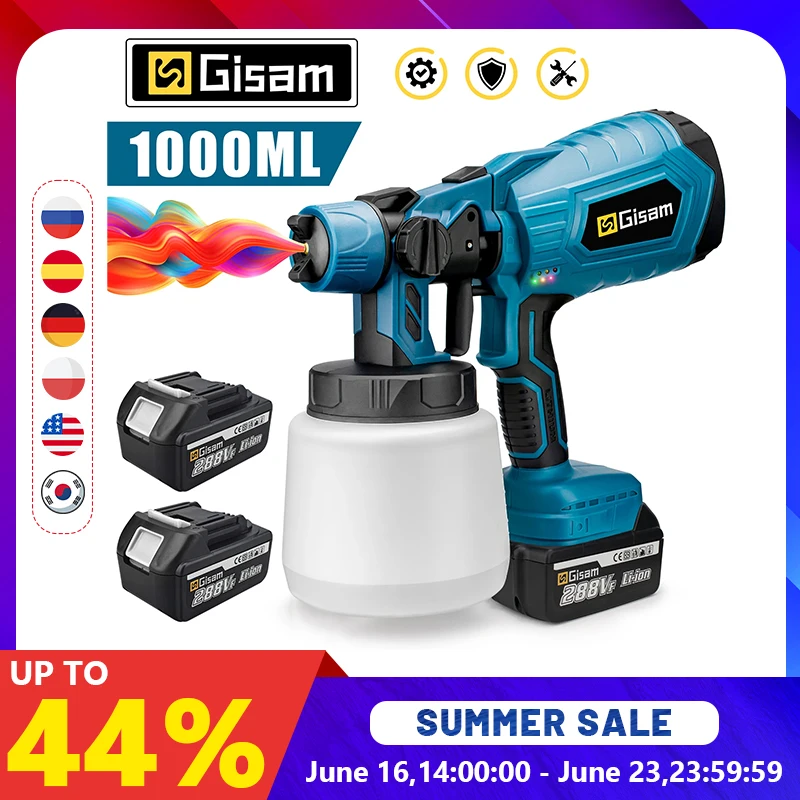 Pistola A Spruzzo Elettrica HVLP 800W – 1400ml Di Capacità – 5 Ugelli E 3 Modalità – Per Mobili, Recinzioni, Pareti E Progetti Fai-da-te