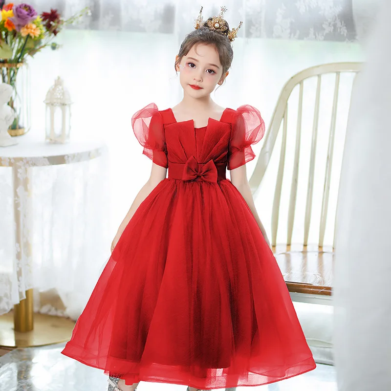 

New Infant Baby Girl Dress Tulle Baptism Dresses for Girls 1st Year Birthday Bow Appliqued Party Wedding Prom Kids Clothes