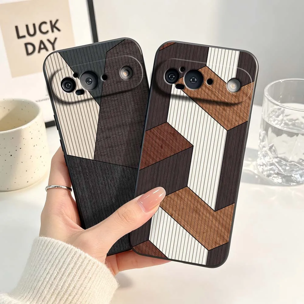 Vintage Wood Grain Pattern Black Soft Silicone Phone Case
