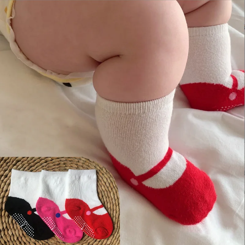 3Pair/lot new baby anti-skid socks casual girls' baby socks