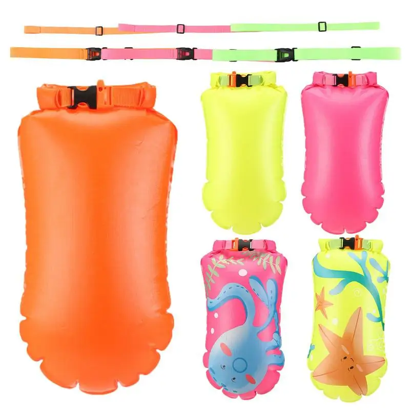 Swimming Buoy Swim Float Buoy Adjustable Open Water Swim Buoy Safe Inflatable Training Bag For Swimming Water Sport Storage Safety Bag