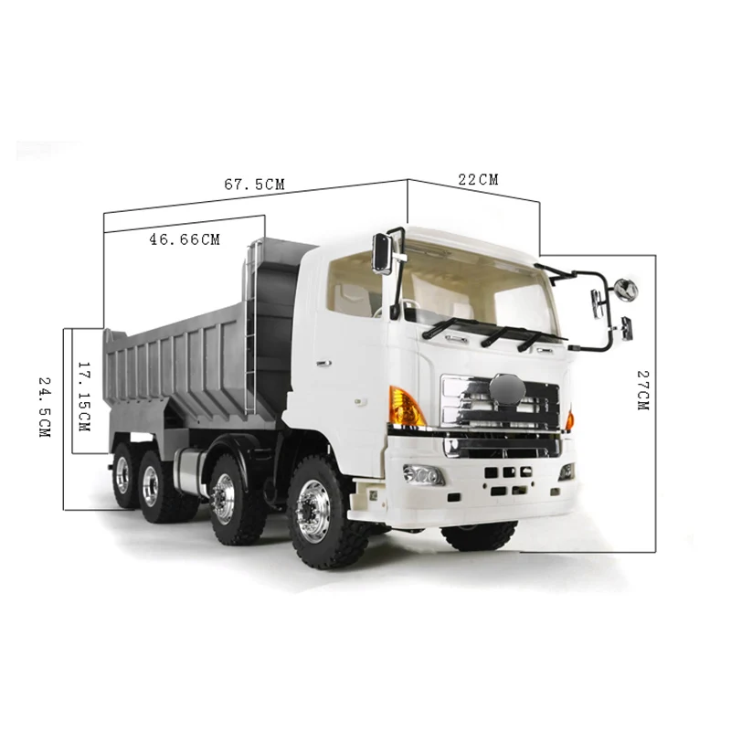 Boys Gifts Lesu 1/14 8*8 Metal Hydraulic RC Dumper Truck Tipper Light Sound For DIY Tamiyay Th15856-SMT7 2