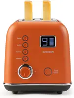 Motorized Toaster, 2-Slice Smart Digital Leverless Toaster with LCD Countdown Timer, 9-Shade Settings for Toast, Bagels, Waffles 1