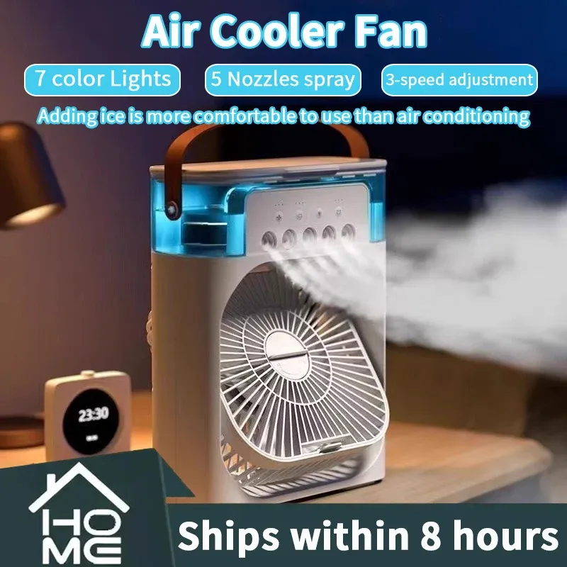 2025 Portable 3 in 1 Fan AIr Conditioner Household Small Air Cooler LED Night Lights Humidifier Air Adjustment Home Fans