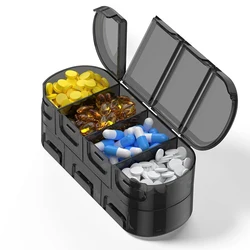 Premium Weekly Pill Organizer with Large Capacity Compartments for Medicines & Supplements (Black)