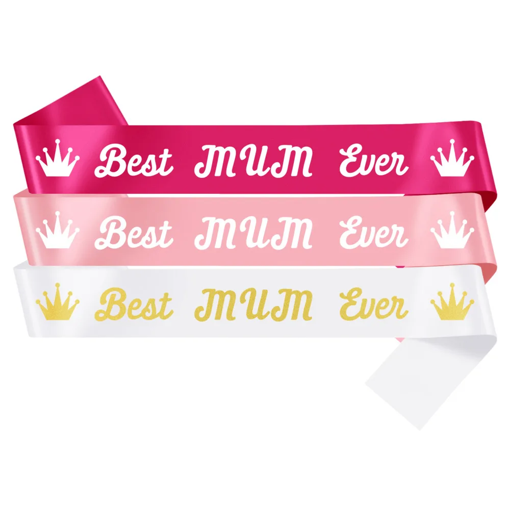 

Креативный подарок на день матери плечевой ремень художественные буквы Лучшая Мама лента Розовая белая розовая красная задняя лента Корона икона этикетка лента