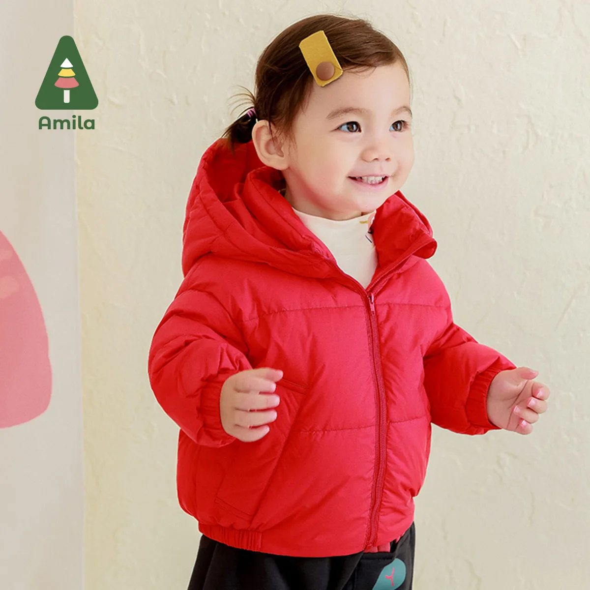 Amila Children's Clothing Girls' Winter New Long Sleeves Cute Multicolor Fashion OuterWear& Down Jackets