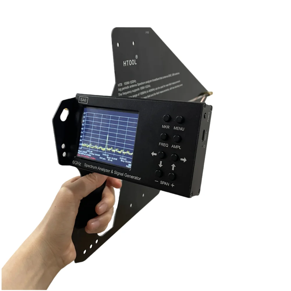 HTOOL HT8 Handle UWB UHF Log Periodic Antenna 100MHz-12GHz Passive Directional PCB Handheld Antenna 50Ω 7-12dBi High Gain SMA 5