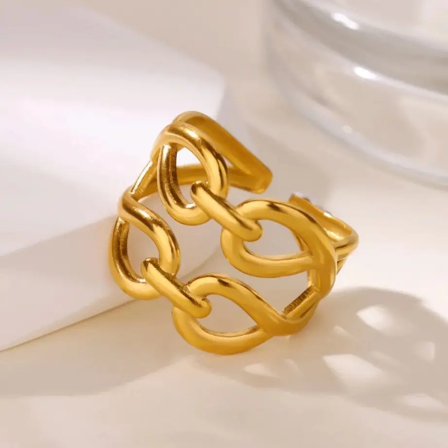 Creative Infinity Knot Rings Women Gold Stainless Steel