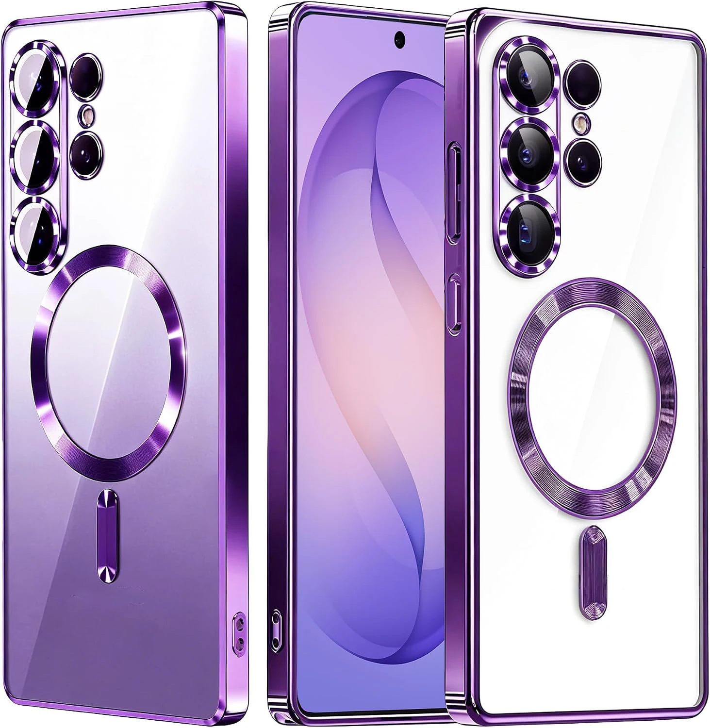 Luxury Metallic Gloss Phone Case with MagSafe and Dual Screen Protectors for Ultimate Protection and Style