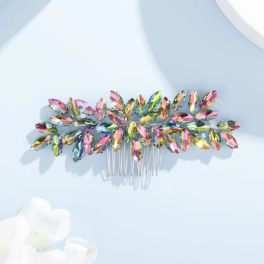 Se4ae659b431f491684ff75680a601fbdM Fashion Rhinestone Hair Comb for Bridal Headpiece 9 Color Wedding Hair Accessories Women Handmade Tiara Headdress Party Headwear Mallzona