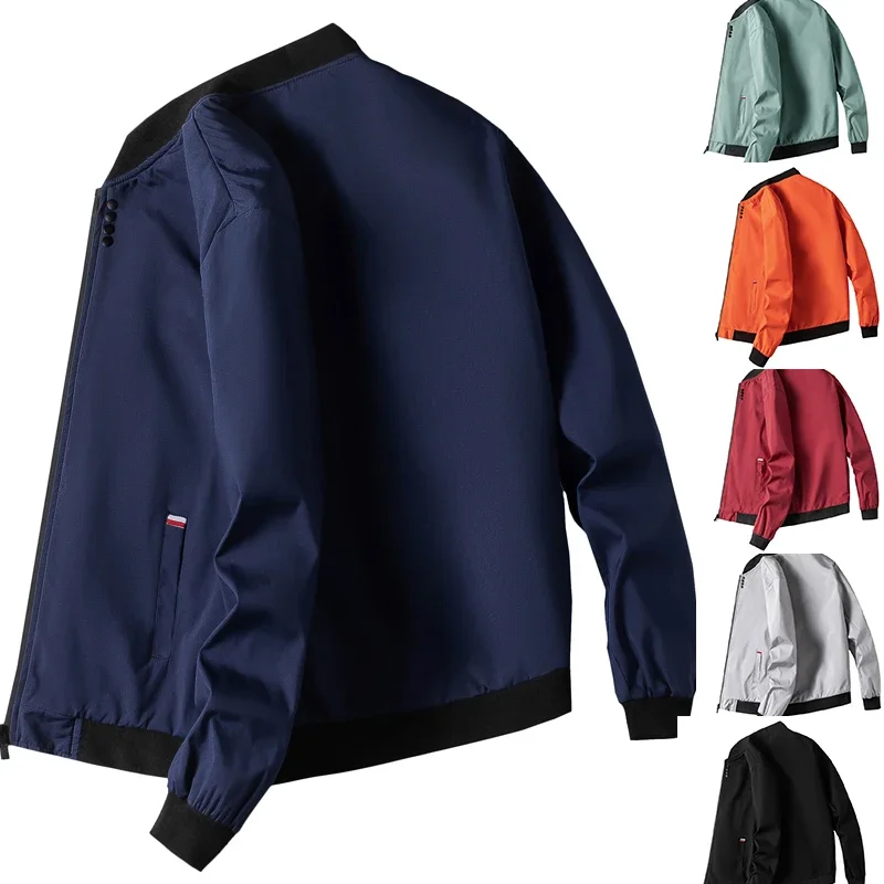 

M-4XL Men's Jacket Autumn Thin Long Sleeve Baseball Uniform Windproof Cycling Jacket Solid Zipper Casual Jacket