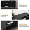 Black TV Stand, Modern TV Consoles for Living Room 65+ Inch TV, Fluted Panel Media Console with Sliding Doors & Ajustable Shelv 2