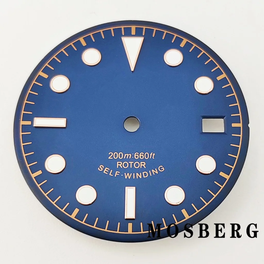 Sterile Green Luminous Watch Dial with Date Window, 30.5mm