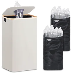 Collapsible Reusable Bottle Organizer & Storage Tote Bag (Beige)