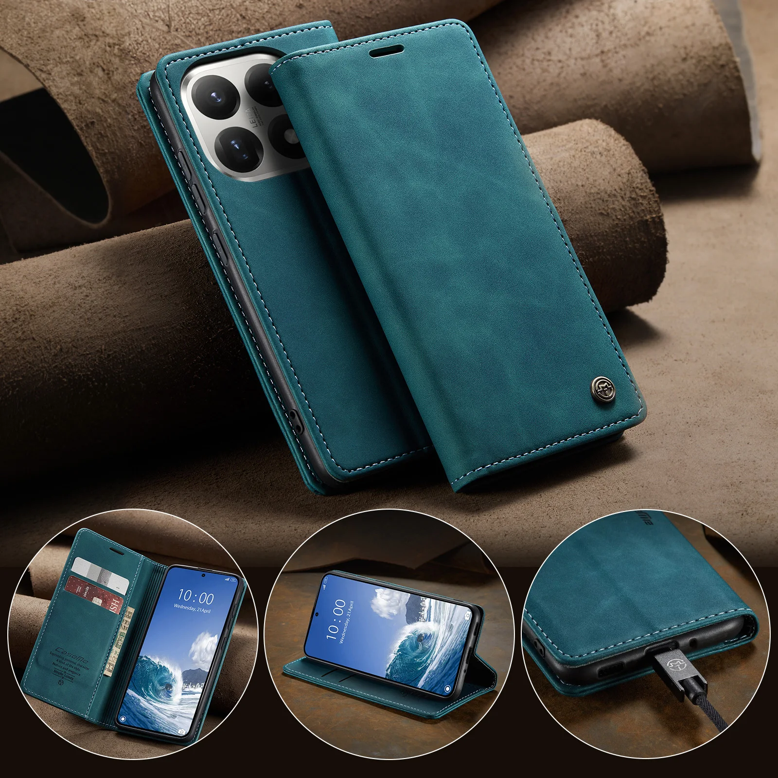 Book Style Flip PU Leather Wallet Case with Card Slot and Stand - Caseme-013 Full Cover