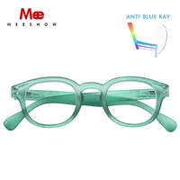 MEESHOW Anti blue ray reading glasses men women eye glasses Green round blue light blocking presbyopia with diopter stylish 1513 1