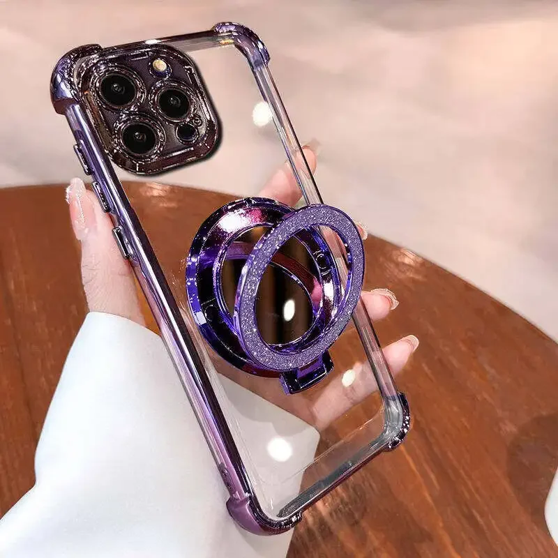 Glitter Makeup Mirror Case with Plating Holder