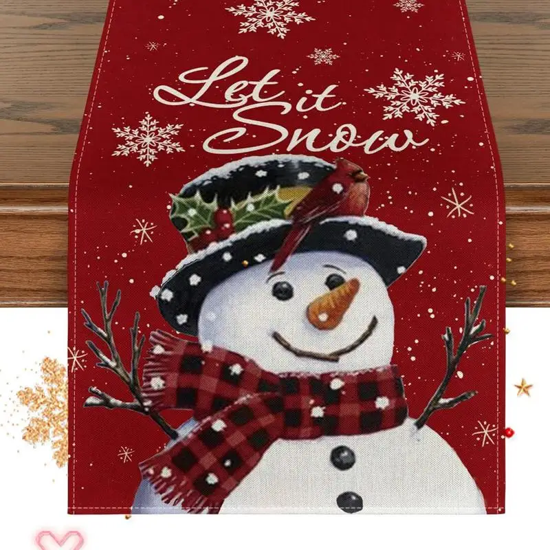 

Christmas Table Runner Snowman Snowflake Home Dining Table Cover Tablecloth 2023 Navidad Noel Christmas Decorations 2024