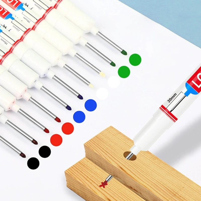 12 Pieces Oil-based Marker Pen 20mm Deep Hole Marker Pen Long Nose Quick-drying Oil-based J60A