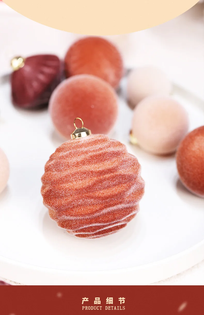 Weihnachtsbaumkugeln, Ornamente, beflockte Weihnachtskugeln, Set, bunte Weihnachtsdekoration, Anhänger, Kugel für Weihnachten, Familienfeier – Detail 8