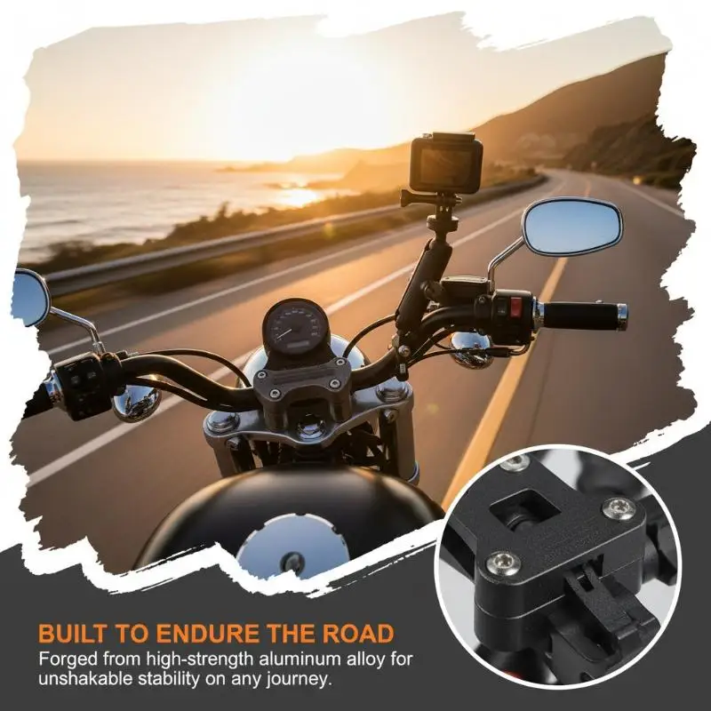 Supporto in metallo per fotocamera da moto/bicicletta, montaggio su manubrio/specchietto, per accessori action camera - immagine 3