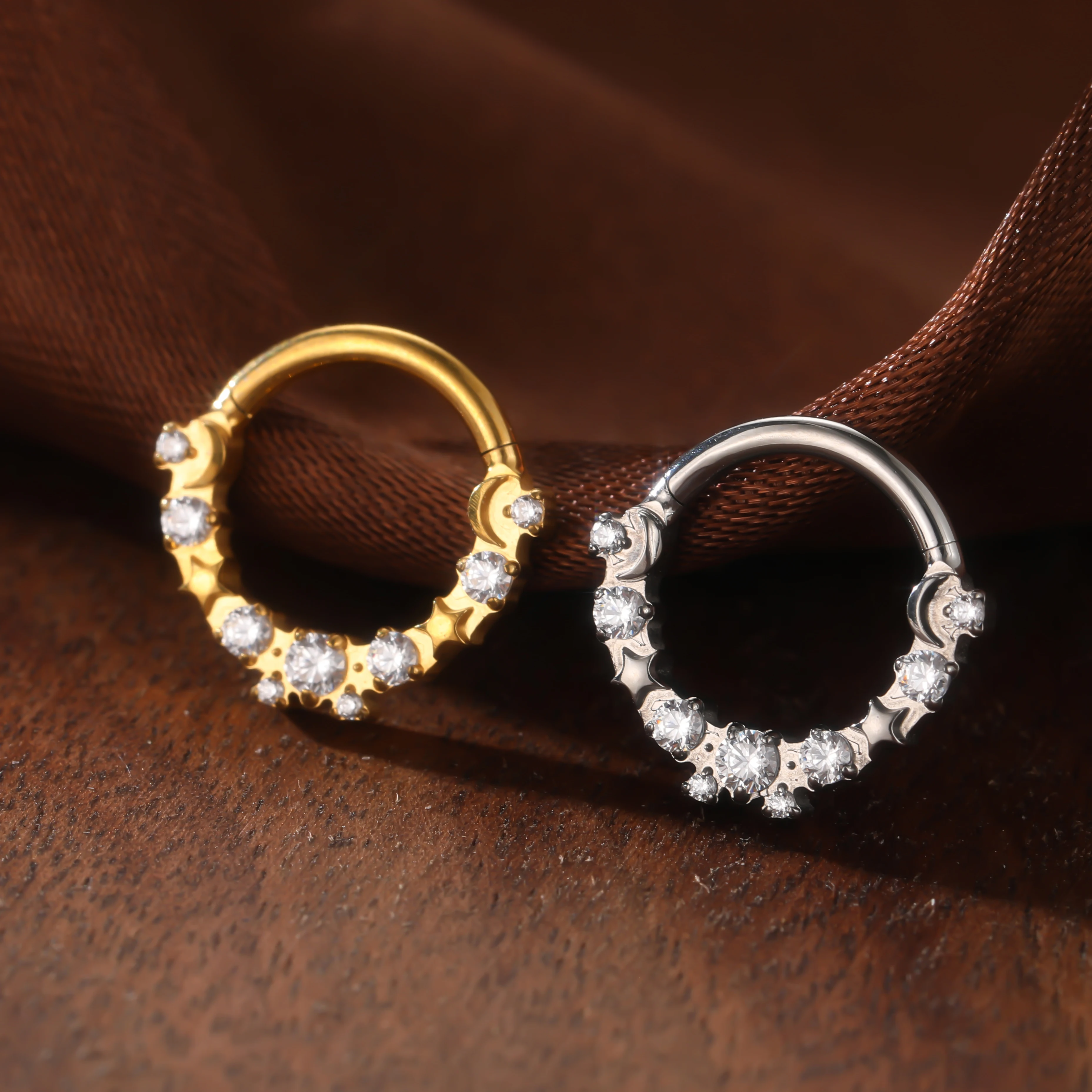 1Pc Titan Zirkon Nase Ring Klapp Septum Clicker Offene Nase Ring Mode Dame Piercing Frauen Runde Ohrringe Körper schmuck – Detail 16