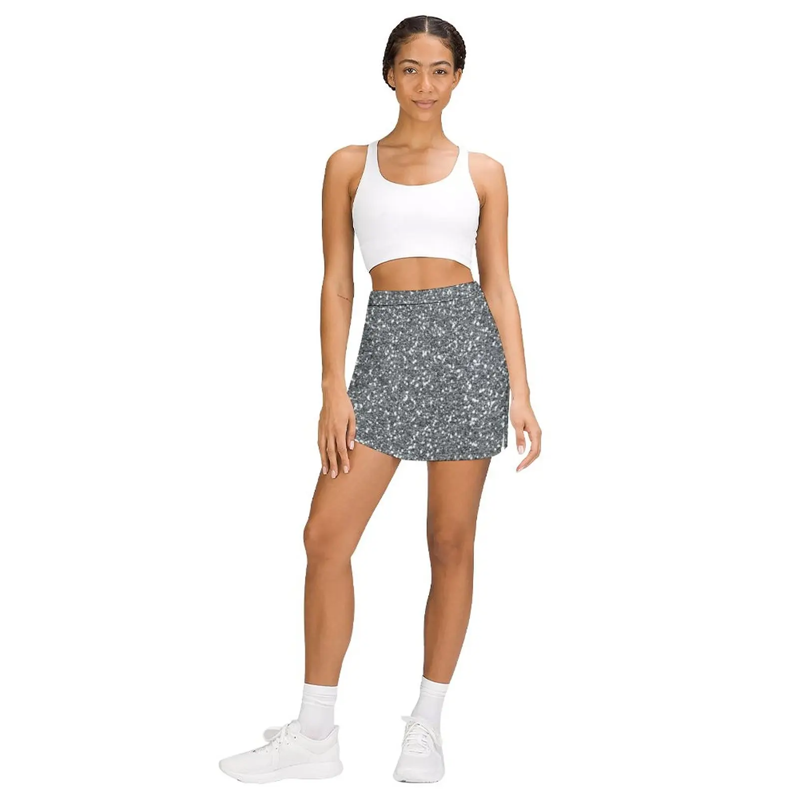 Silver Glitter Sparkles Texture Photography Light Proof Trouser Skirt 90s aesthetic elegant skirts for women dress women summer