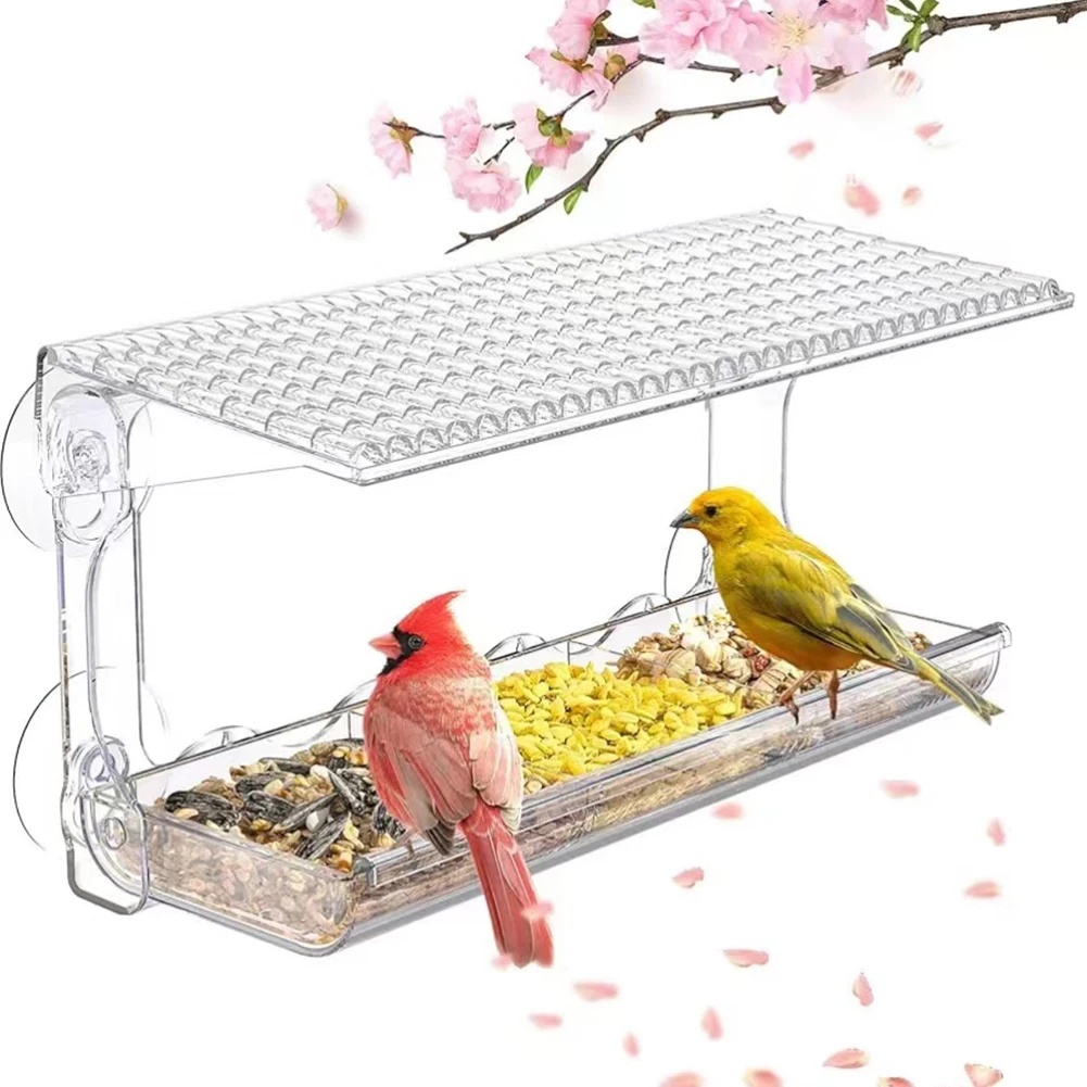 Window Bird Feeder with Strong Suction Cups Window Mounted Feeder Detachable Hanging Birdhouse for Outside Garden Yard