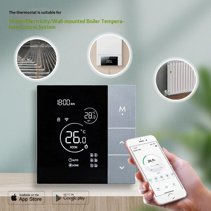 AC90-240V WIFI 16A 온도 조절기 스마트 스위치 패널 (전기 바닥 난방 시스템 원격 제어용)