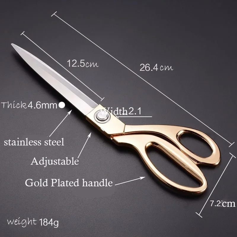 Professional Tailor Vintage High Quality Stainless Steel Scissors  Leather Fabric Cutter Golden Sharp Needlework Scissors