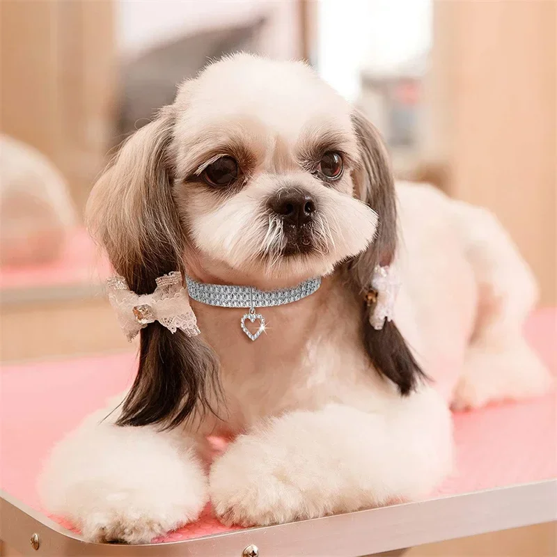 블링블링 라인스톤 애완 동물 크리스탈 다이아몬드 목걸이, 개 고양이 목줄 목걸이, 개 액세서리, 애완동물 용품