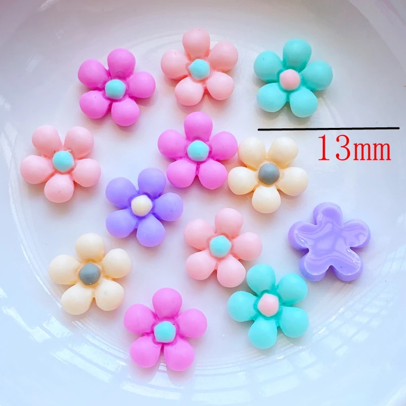 50Pcs New Cute 13mm Resin Mini Floret Flat Back Cabochon Scrapbook Kawaii DIY Embellishments Accessories