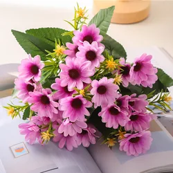 Artificial Daisy Gerbera Chamomile Flower Bouquet for Wedding and Home Decoration (Rose pink)
