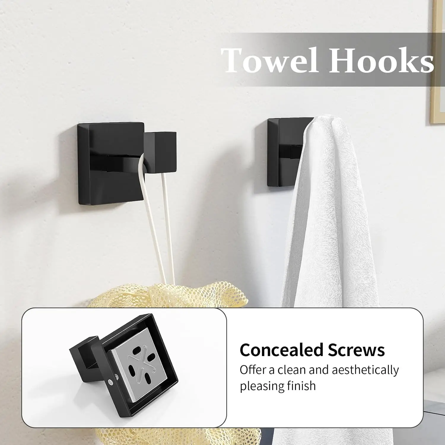 10-Piece Matte Black Bathroom Set. 24" Towel Bar. Stainless Steel Racks. Wall-Mounted.