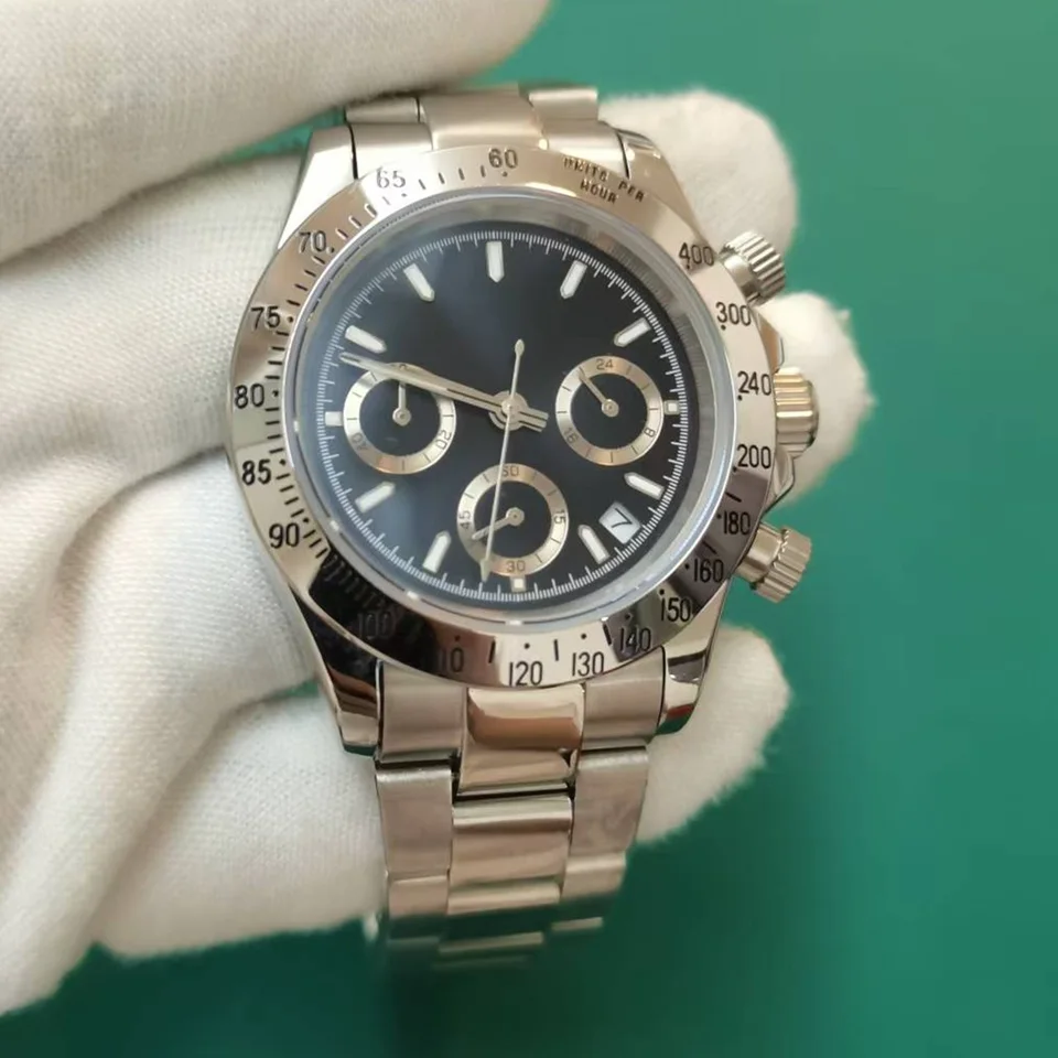 サファイアクリスタルメンズ腕時計ビートクォーツクロノグラフ 50