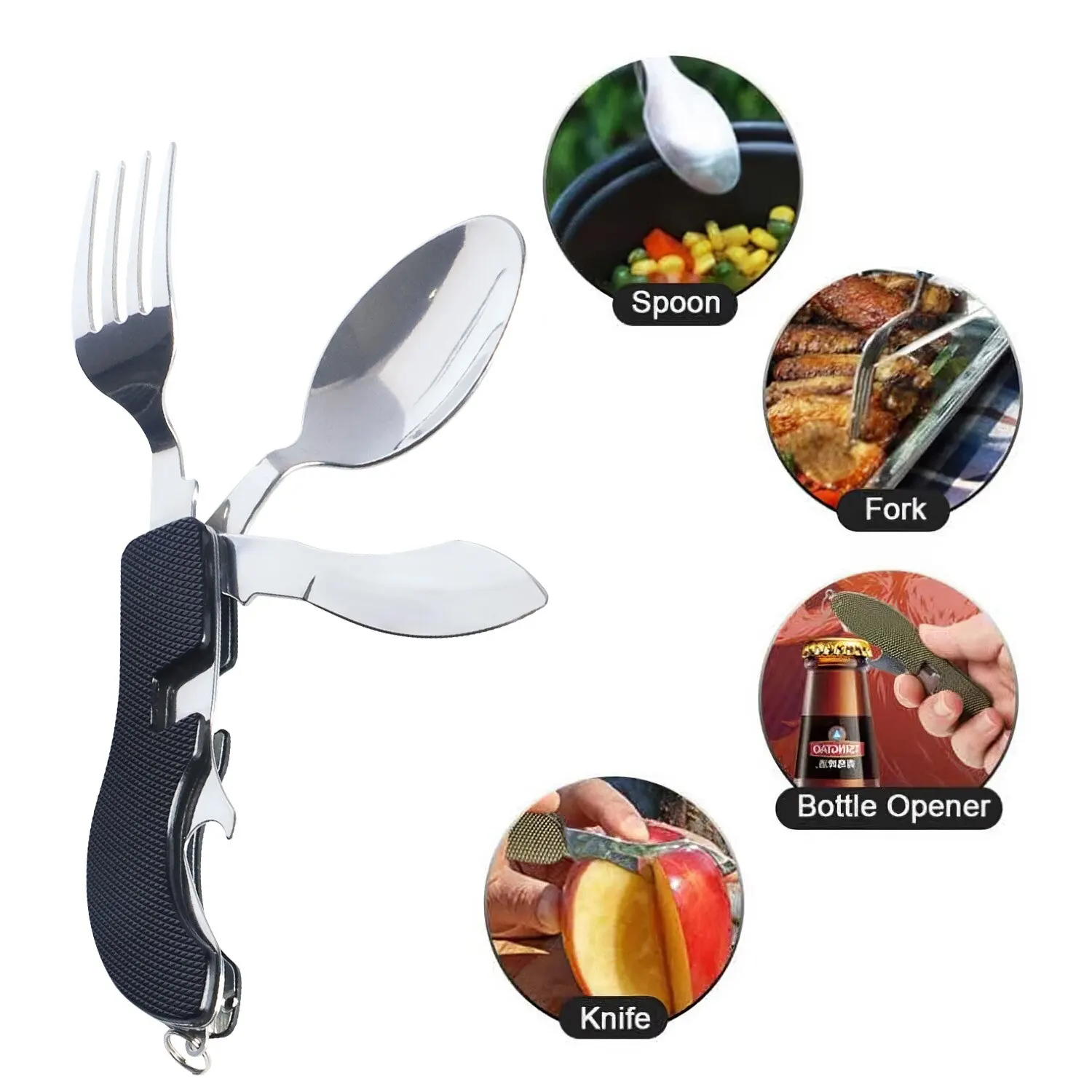 Foldable Tableware Knife Spoon Fork Camping Knife Fork Spoon Combination Tableware Outdoor Portable Multifunctional camping cutlery,portable tableware,portable cutlery